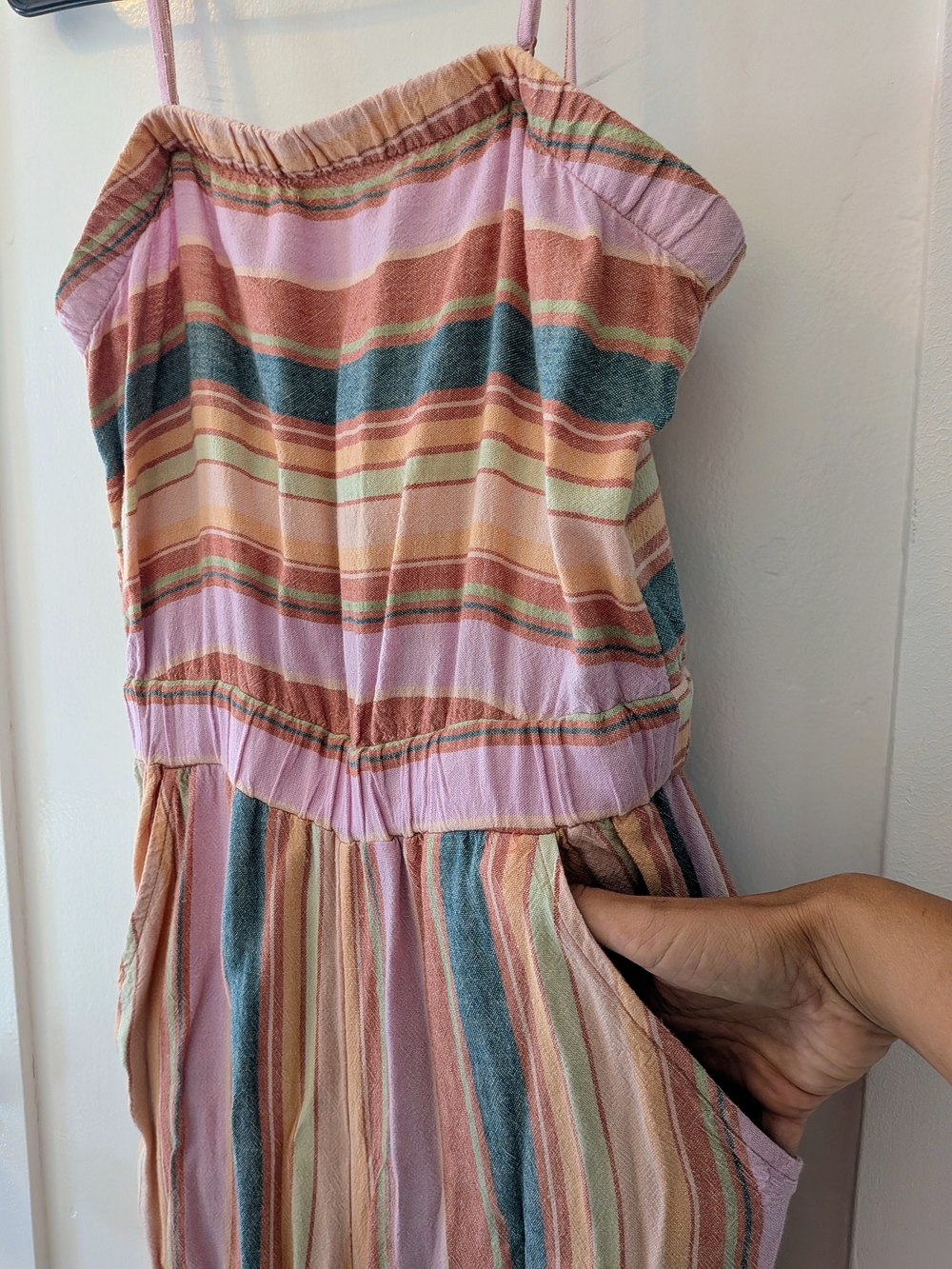 American Eagle Outfitters Pastel Striped Tie-Back Maxi Dress